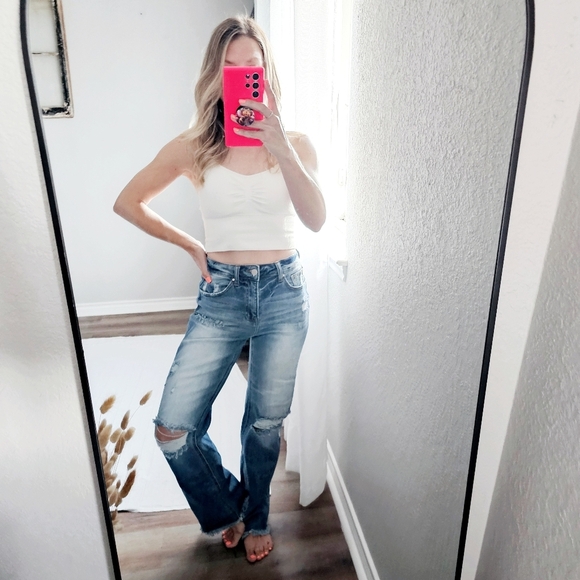 RISEN HR Medium Wash Straight Fit Distressed Denim Jeans Stretch Various NEW - Picture 13 of 15